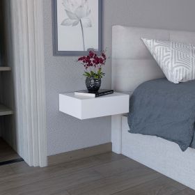 Milano Floating Nightstand , End Table, Side Table Wall-Mounted with Drawer -White -Bedroom (Color: as Pic)