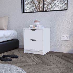 Nightstand Gandu, Two Drawers, White Finish (Color: as Pic)