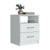 Nightstand Olienza, Two Drawers, One Shelf, White Finish