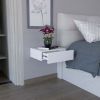 Milano Floating Nightstand , End Table, Side Table Wall-Mounted with Drawer -White -Bedroom