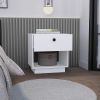 Paris 1 Drawer Nightstand , End Table, Side Table Open Lower Shelf -White