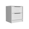 Kaia Nightstand , End Table, Side Table Two Drawers, Metal Handle -White