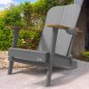 Outdoor Patio HDPE Adirondack Chair, Armrests with Cup Holders & Phone Slots