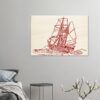 Vintage Sailboat Wood Print Wall Art in Blue Design by HadiArts