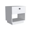 Paris 1 Drawer Nightstand , End Table, Side Table Open Lower Shelf -White